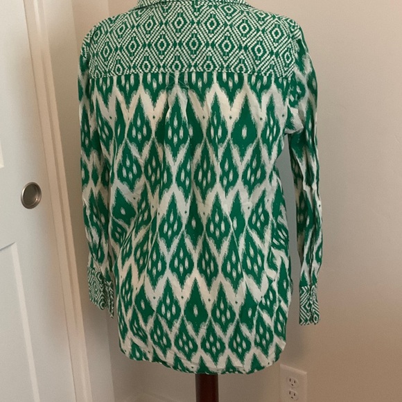 Talbots Green and White Patterned Button Down Shirt - Picture 3 of 5